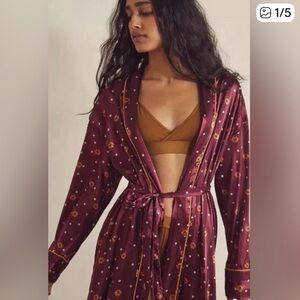 Free People Intimately Floral Wine Robe